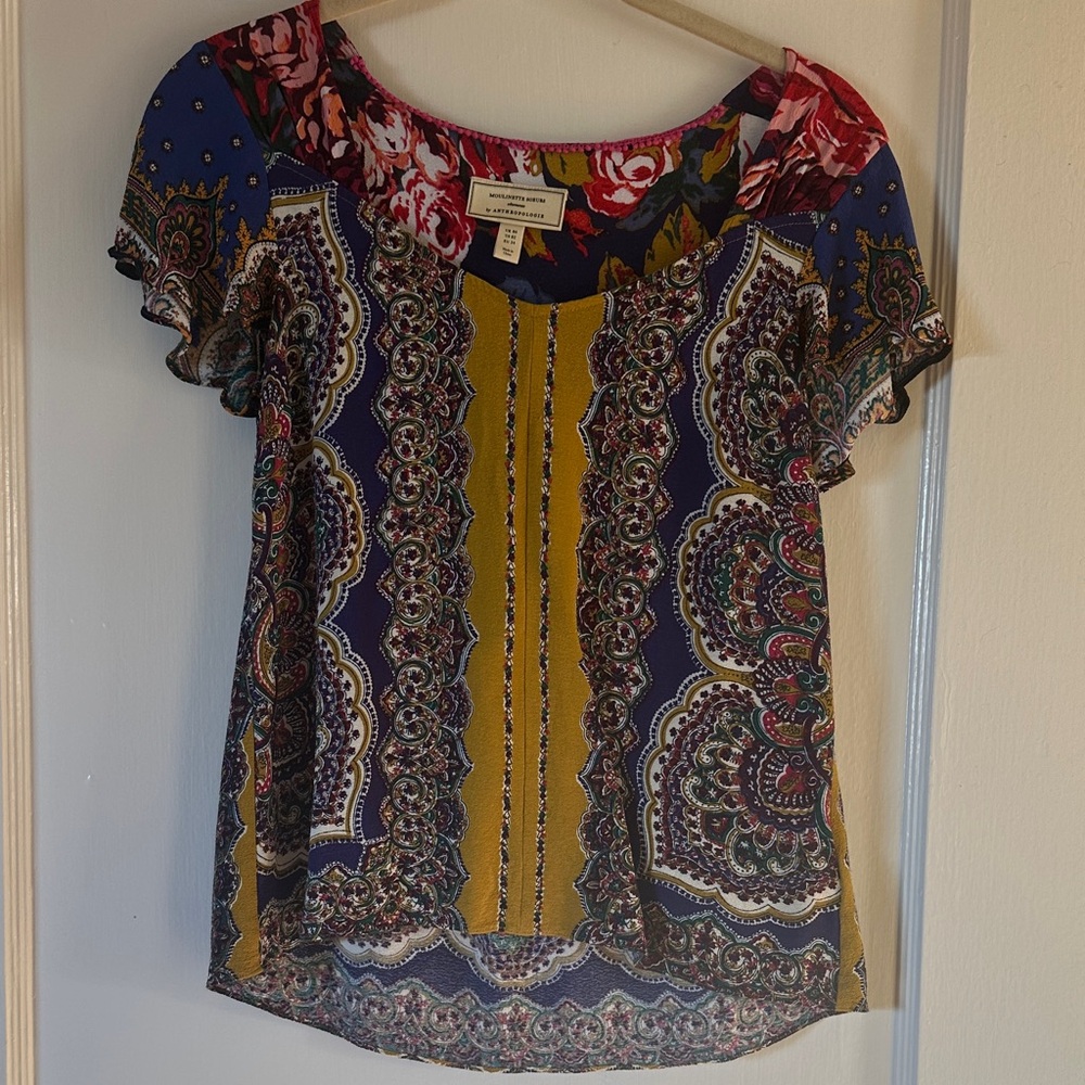 Anthropologie Colorful Floral Paisley Blouse